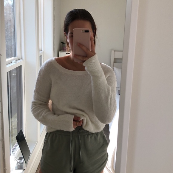 Princess Polly Sweaters - white fuzzy garage simple sweater